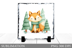 Christmas Fox Sublimation. Christmas Fox Slate Design Product Image 1