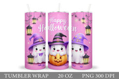 Cute Ghost Tumbler Sublimation. Halloween Tumbler Design Product Image 1