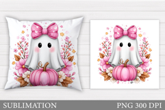 Halloween Ghost Pillow Design. Halloween Ghost Sublimation Product Image 1