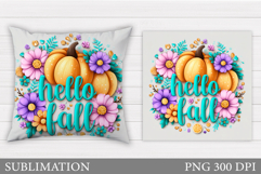 Fall Pumpkin Pillow Design. Fall Sublimation Product Image 1