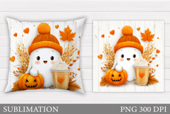 Halloween Ghost Pillow Design. Halloween Ghost Sublimation Product Image 1