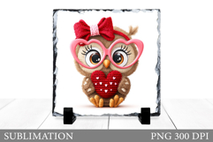 Crochet Owl Sublimation. Valentines Owl Slate Design Product Image 1