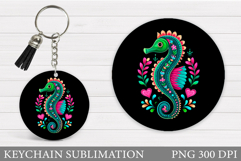 Seahorse Keychain Design. Cute Seahorse Sublimation Product Image 1