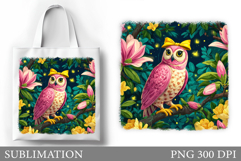 Owl Tote Bag Sublimation. Owl Flowers Sublimation Product Image 1