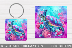 Turtle Keychain Sublimation. Sea Turtle Sublimation Product Image 1
