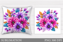 Flowers Pillow Design. Floral Pillow Sublimation Product Image 1