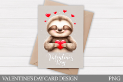 Valentines Sloth Card Printable. Valentines Card Design Product Image 1