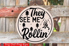 Camping Round Sign SVG Design Outdoor Sign Camping SVG Product Image 1