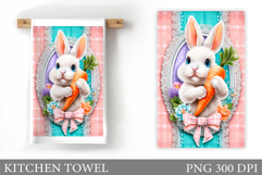 Cute Bunny Kitchen Towel Design. Cute Bunny Sublimation Product Image 1