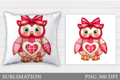 Valentines Owl Pillow Design. Valentine Pillow Sublimation Product Image 1