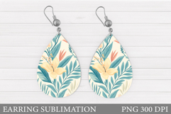 Floral Earring Sublimation. Flowers Earring Design Product Image 1