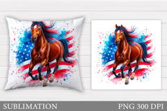 Patriotic Horse Pillow Design. Patriotic Pillow Sublimation Product Image 1
