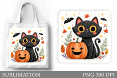 Halloween Cat Sublimation. Halloween Cat Tote Bag Design Product Image 1