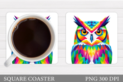 Owl Coaster Design. Owl Sublimation Product Image 1