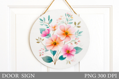 Flowers Door Sign Design. Floral Door Sign Sublimation Product Image 1