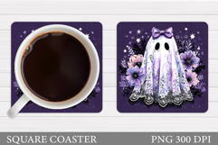 Lace Ghost Teacher Coaster. Halloween Coaster Design Product Image 1
