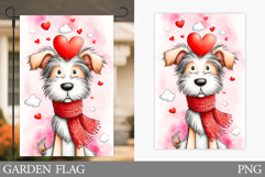 Valentines Dog Garden Flag. Valentines Garden Flag Design Product Image 1