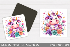Cow Magnet Sublimation. Cute Cow Sublimation Product Image 1