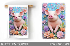 Cute Pig Kitchen Towel Design. Cute Pig Sublimation Product Image 1