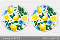 Lemons Car Coaster Design. Lemons Sublimation Product Image 1