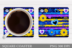 Floral Coaster Sublimation. Flowers Coaster Design Product Image 1