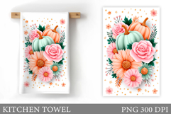 Pumpkin Kitchen Towel. Flowers Kitchen Towel Design Product Image 1