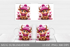Cute Cow Mug Sublimation. Funny Cow Mug Wrap Design Product Image 1