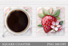 Strawberry Coaster Sublimation. Summer Coaster Design Product Image 1