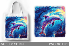 Dolphin Tote Bag Sublimation. Cute Dolphin Sublimation Product Image 1