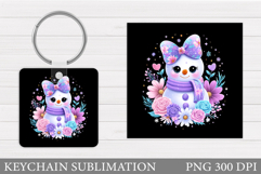 Cute Snowman Keychain Design. Christmas Keychain Sublimation Product Image 1