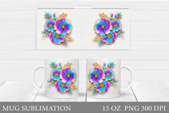 Flowers Mug Sublimation. Floral Mug Wrap Design Product Image 1