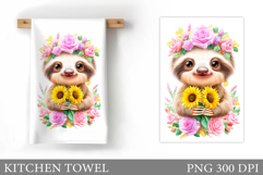 Cute Sloth Kitchen Towel Design. Cute Sloth Sublimation Product Image 1