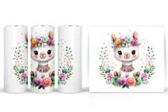 Cute Lama Tumbler Design. Lama Flowers Tumbler Sublimation Product Image 2