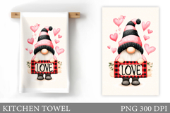 Valentine Gnome Kitchen Towel. Valentines Kitchen Towel Product Image 1