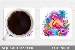 Flamingo Coaster Design. Flamingo Sublimation Product Image 1