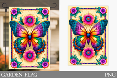 Butterfly Garden Flag Design. Flowers Garden Flag Product Image 1