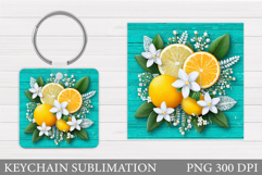 Lemons Keychain Sublimation. Lemons Keychain Design Product Image 1