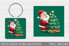 Cute Santa Claus Keychain. Christmas Keychain Sublimation Product Image 1