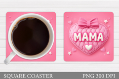 Mother's Day Coaster Design. Flowers Coaster Sublimation Product Image 1