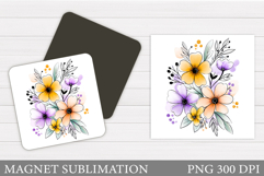 Flowers Magnet Design. Floral Magnet Sublimation Product Image 1