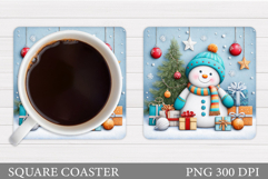 Cute Snowman Coaster Design. Christmas Coaster Sublimation Product Image 1