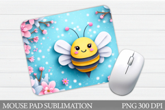 Cute Bee Mouse Pad Design. Cute Bee Sublimation Product Image 1