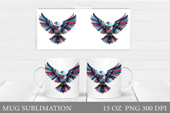 Patchwork Eagle Mug Design. Patriotic Mug Sublimation Product Image 1