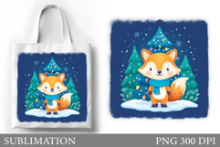 Christmas Fox Tote Bag. Christmas Tote Bag Sublimation Product Image 1