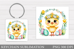 Easter Chick Keychain Sublimation. Easter Keychain Design Product Image 1