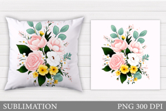 Floral Pillow Design. Flowers Pillow Sublimation Product Image 1
