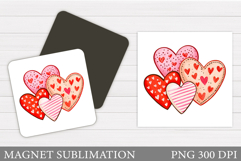 Hearts Magnet Sublimation. Hearts Valentine Magnet Design Product Image 1