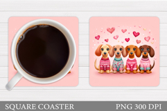 Valentines Dachshund Coaster. Valentines Dog Coaster Design Product Image 1