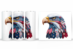 Patchwork Eagle Tumbler. Patriotic Tumbler Sublimation Product Image 2