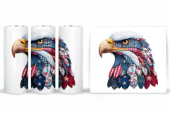 Patchwork Eagle Tumbler. Patriotic Tumbler Sublimation Product Image 2